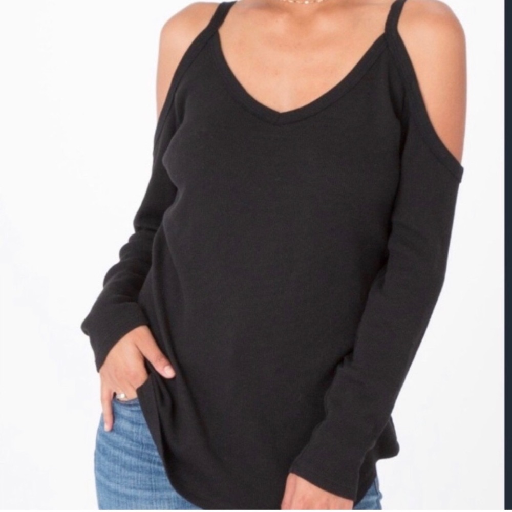 Z Supply Cold Shoulder Dark Green Long Sleeve Thermal Top Size M